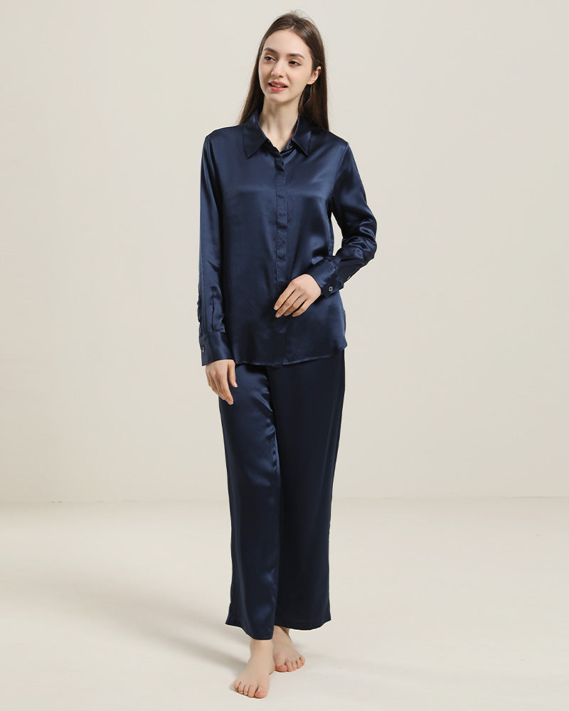 Ensemble de Pyjama Chemise en Soie de Luxe