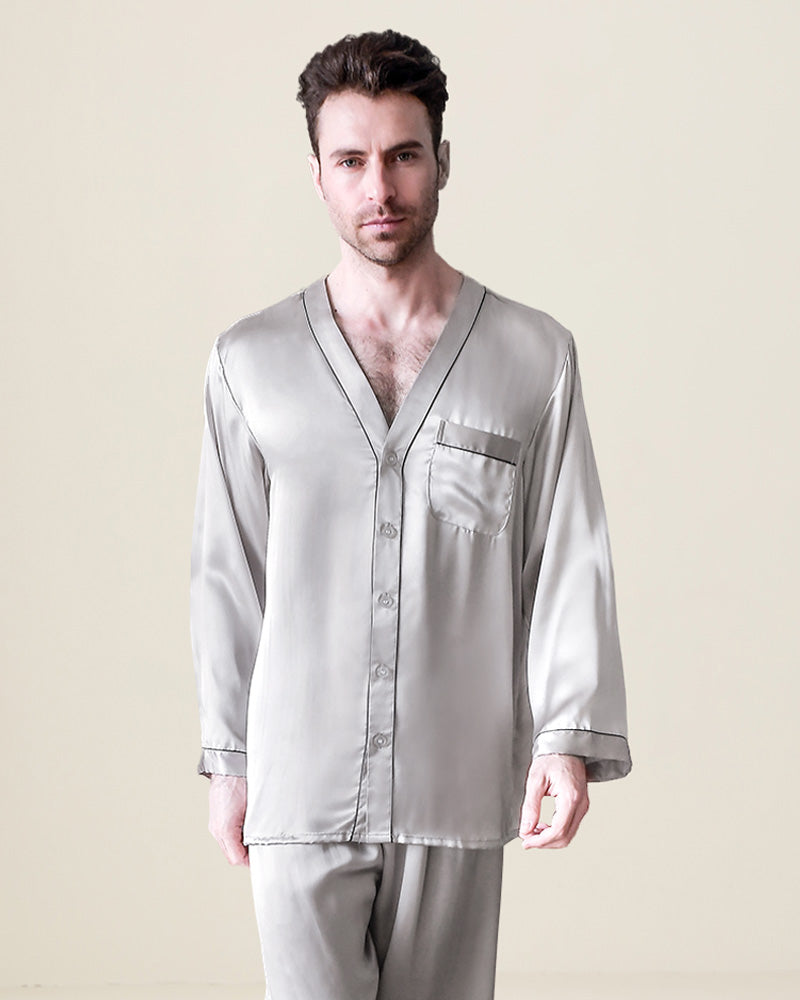Ensemble Pyjama pour Homme en Soie Pure 2 Pièces