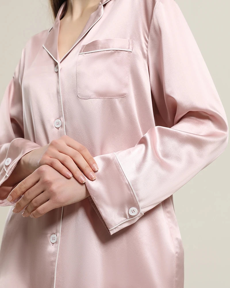 Ensemble de pyjama en soie classique 22Momme Rose Pink