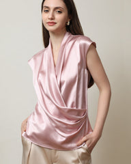 Blouse en Soie Sans Manches à Col V