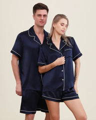 Pyjamas Courts en Soie pour Couple
