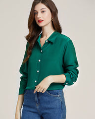 Chemise en Soie Classique à Manches Longues pour Femmes