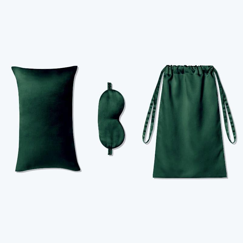 Set de Voyage en Soie avec Masque pour les Yeux et Sac de Rangement (3 Pièces)
