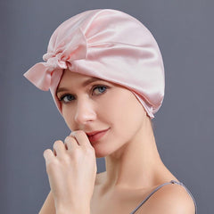 Bonnet de Nuit en Soie avec Rubans